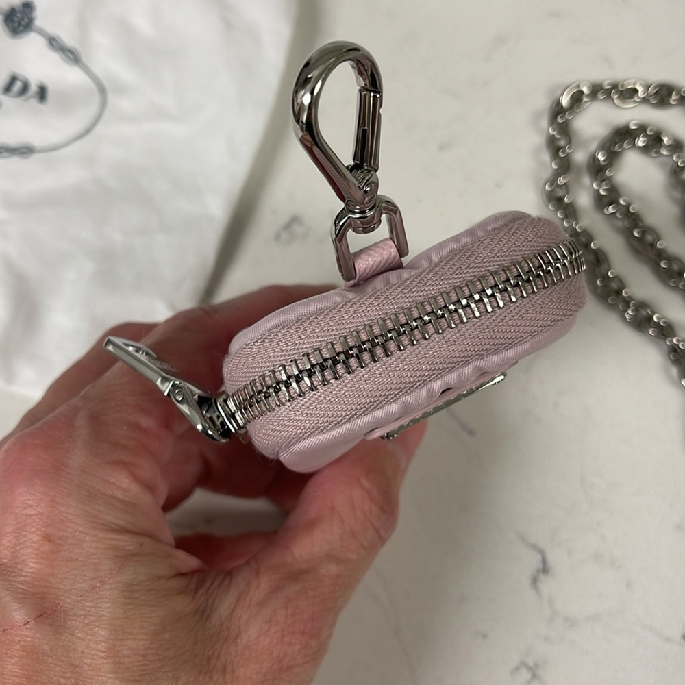 Prada 2005 Re-Edition Mini Bag Attachments for Nylon Bag with Silver Chain Pink - Picture 14 of 16